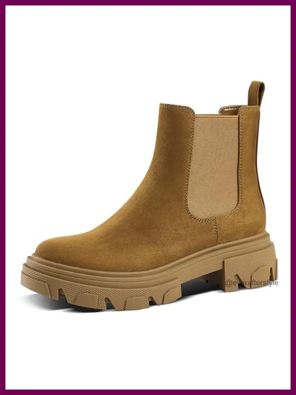 Women's Chelsea Platform Boots Chunky Lug Sole Ankle Booties Slip On